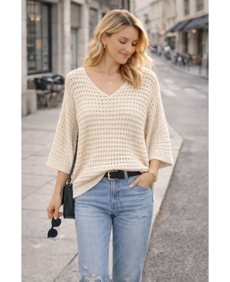 PULL TRICOT AJOURE
