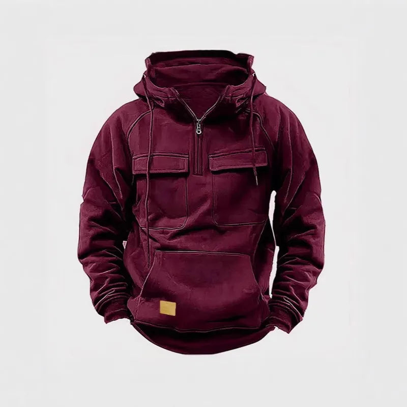 Veste Homme Rétro À Capuche Zippée – Style Décontracté Automne/Hiver 🍂🔥