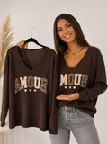 Pull col v ecriture amour