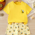 Ensemble 2 Pièces Short Fille Motif Abeille En Polyester