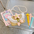 Sac Bandoulière En Paille Pour Enfants, Fleur Dentelle, Filles