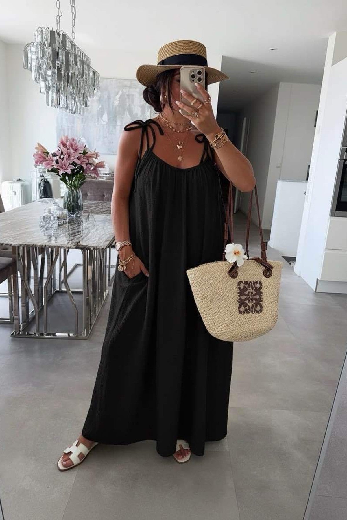Robe gaze de coton à bretelles