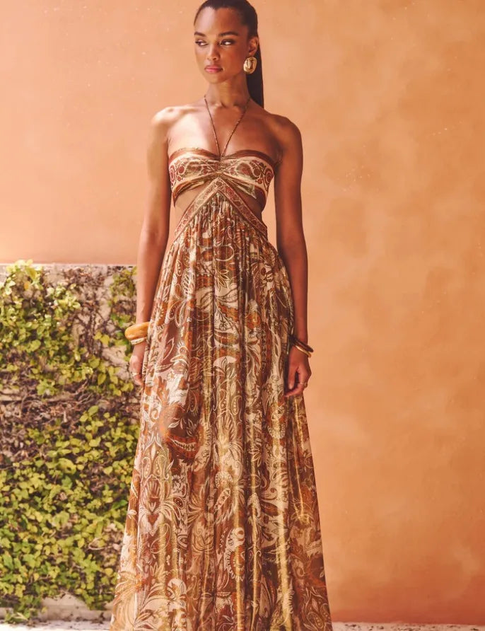 Robe À Bretelles Sexy À Motif Géométrique, Dos Nu, Sans Manches, En Polyester