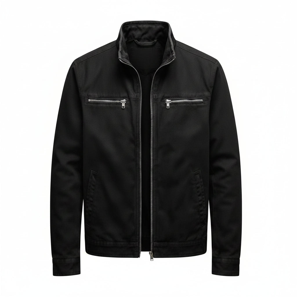 Veste Homme Décontractée Unie Avec Fermeture Éclair, En Coton À Plus De 90%, Dotée De Multiples Poches
