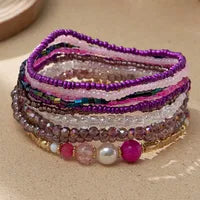 Ensemble De Bracelets En Perles De Cristal Multi-couches Bohème Pour Femmes