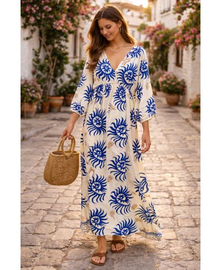 Printed viscose maxi dress – Fluid elegance & Italian charm