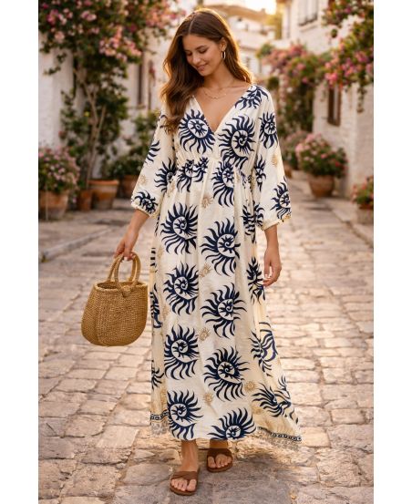Printed viscose maxi dress – Fluid elegance & Italian charm