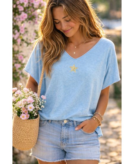 Ample star top – Fluid softness & Italian sparkle