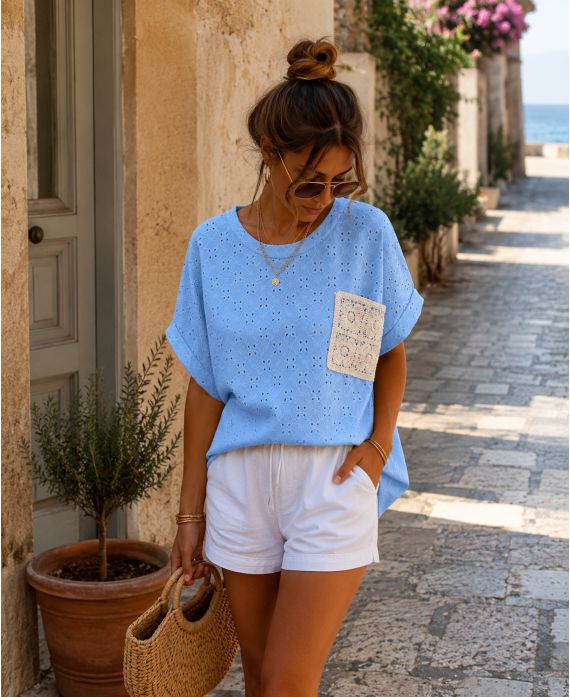 Top Dentelle Poche